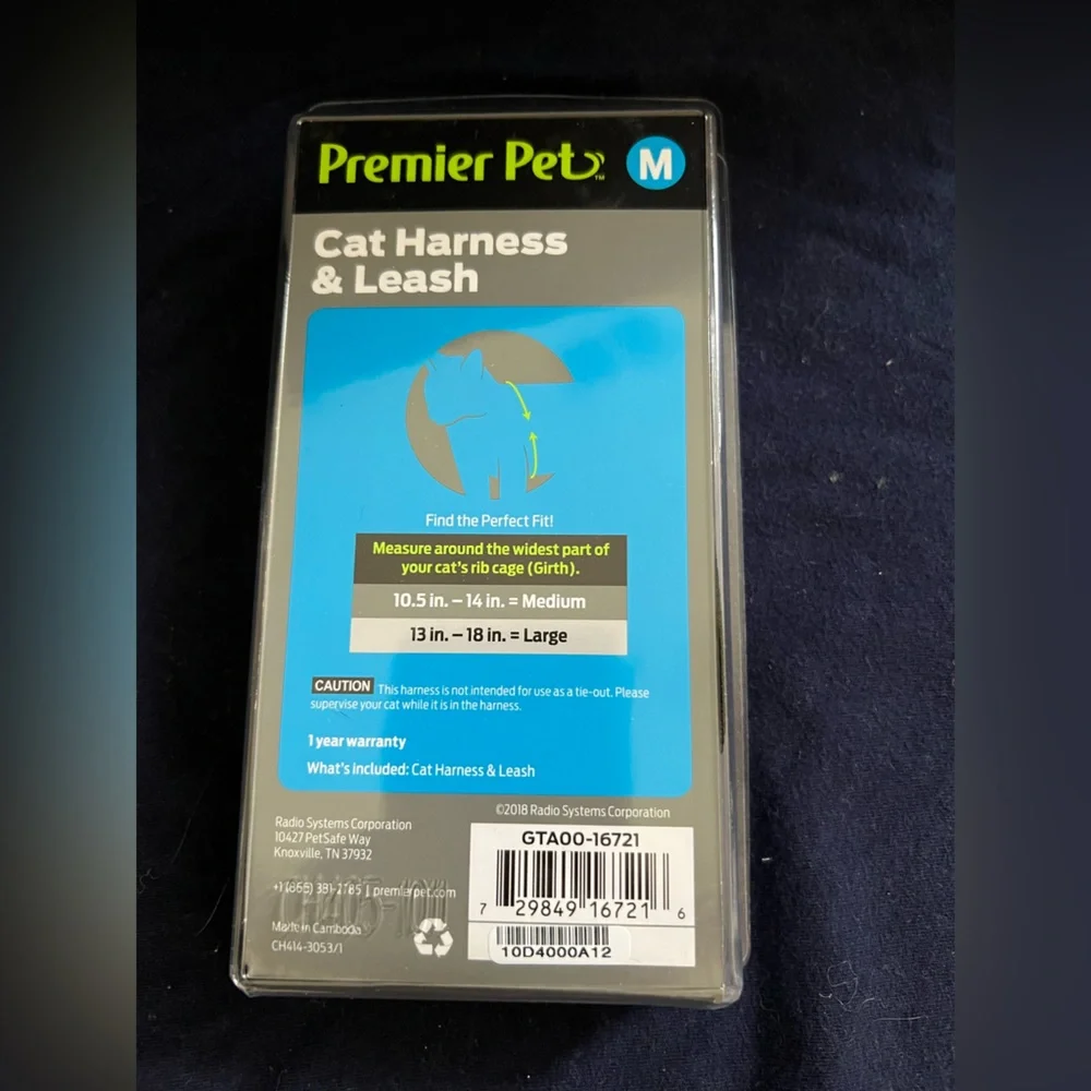 NWT Premier pet cat harness for medium size cat.